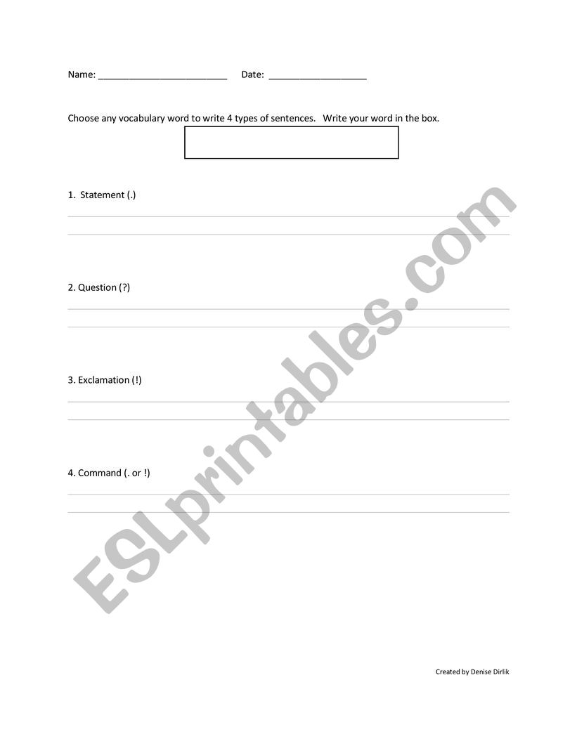 Vocabulary worksheet