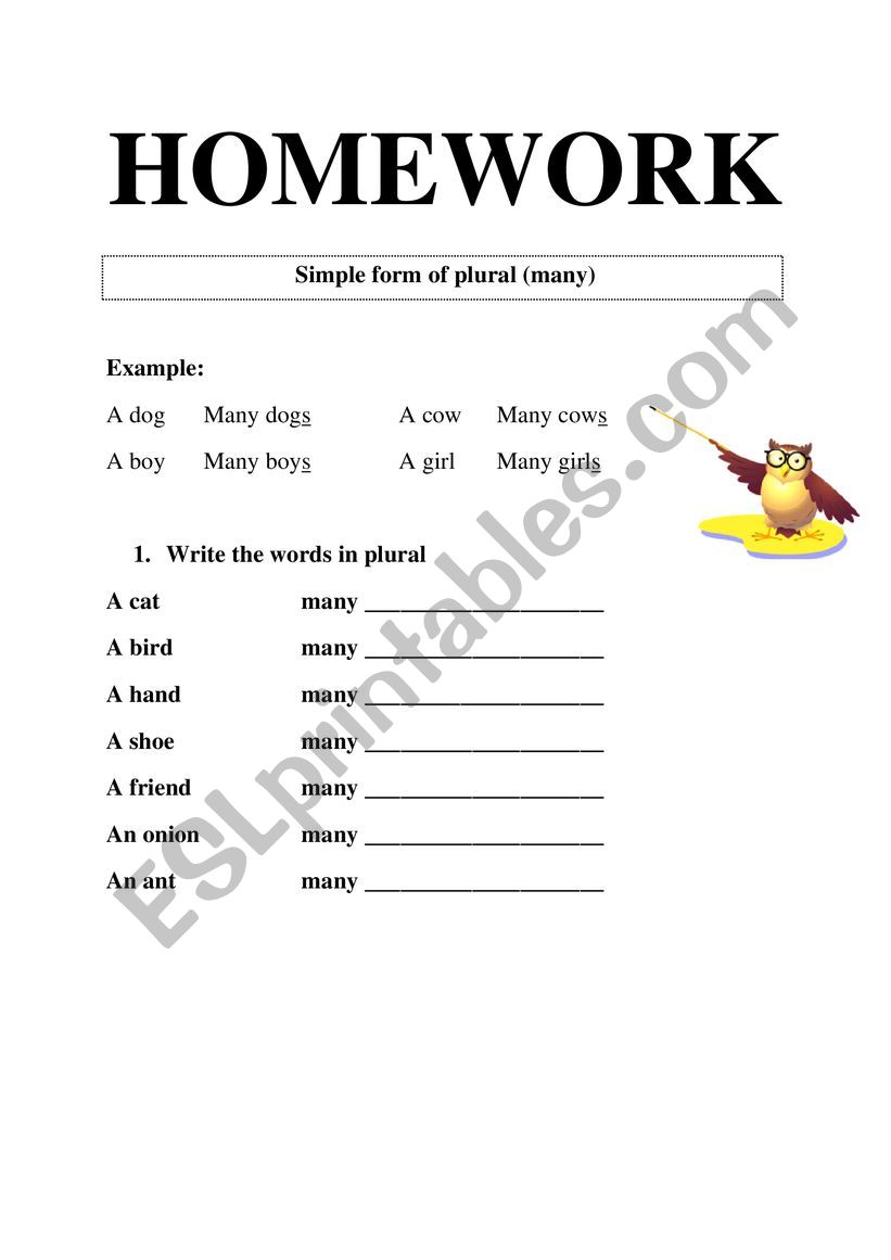 Simple form plural (-s) worksheet