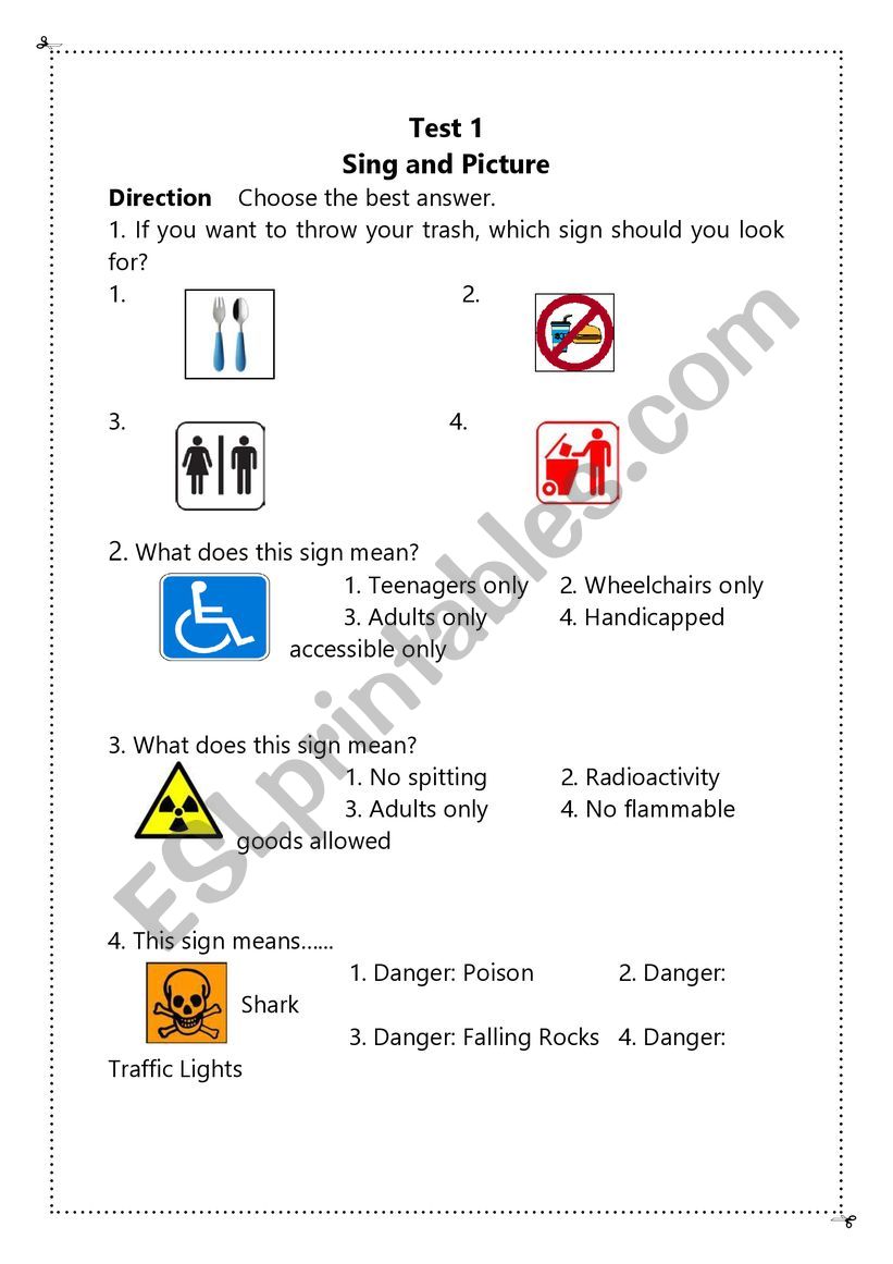 Sign and Picture - ESL worksheet by Dreamywi