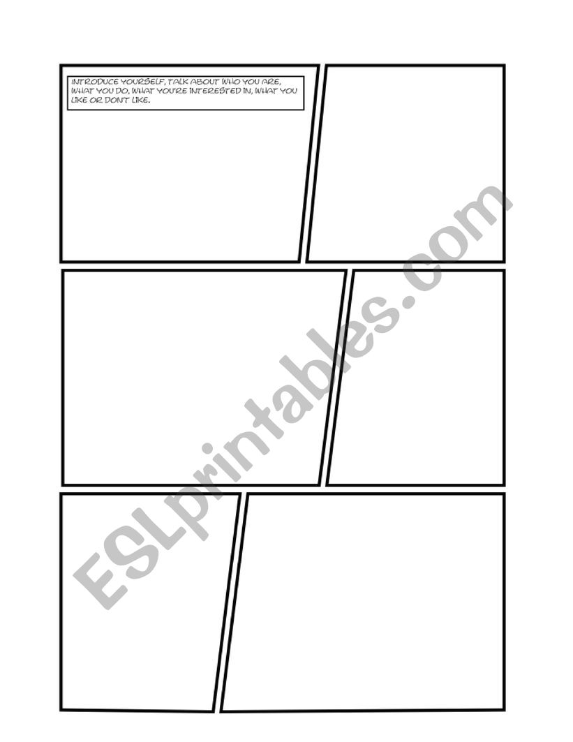 Comic activity with rubric worksheet