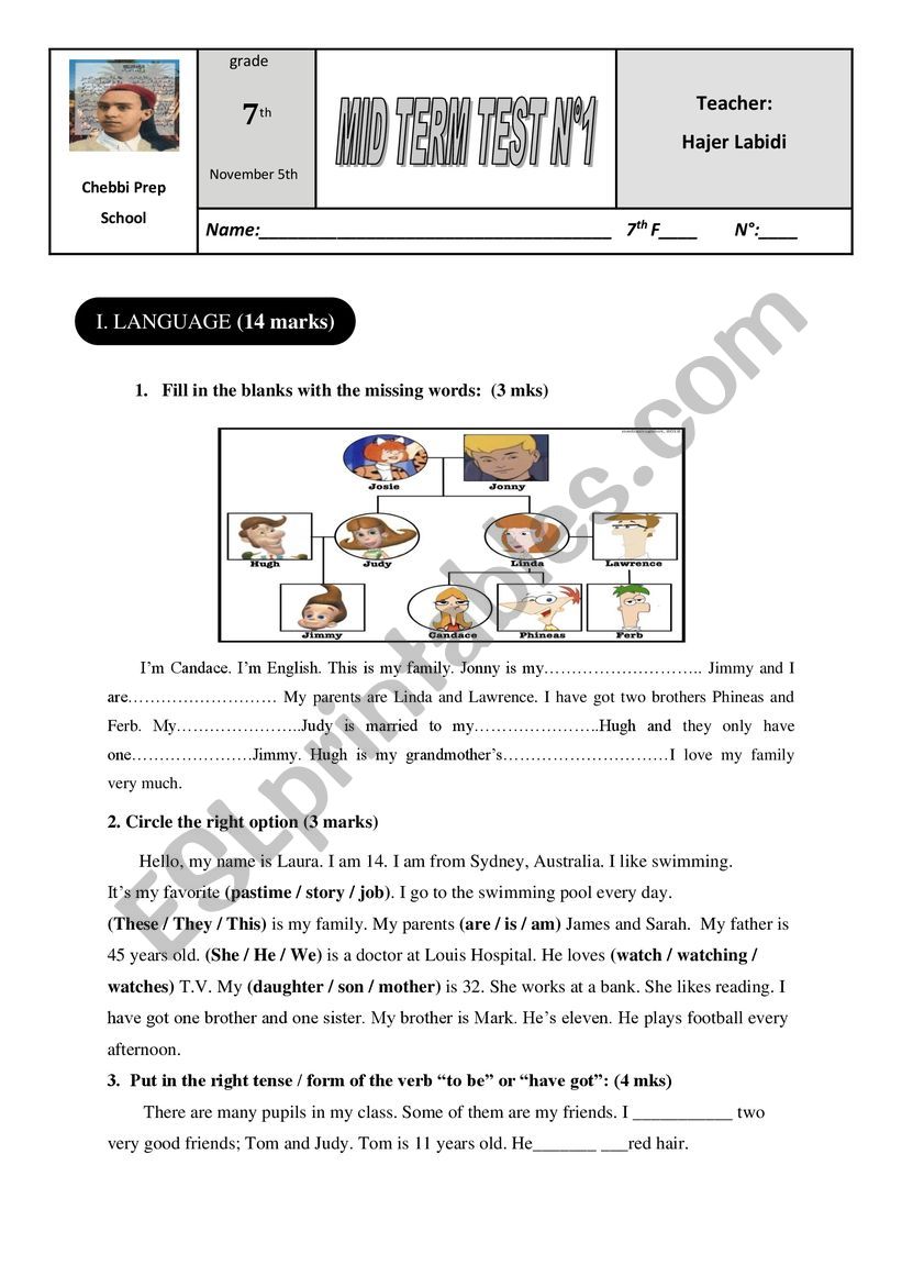 mid term test n1 worksheet