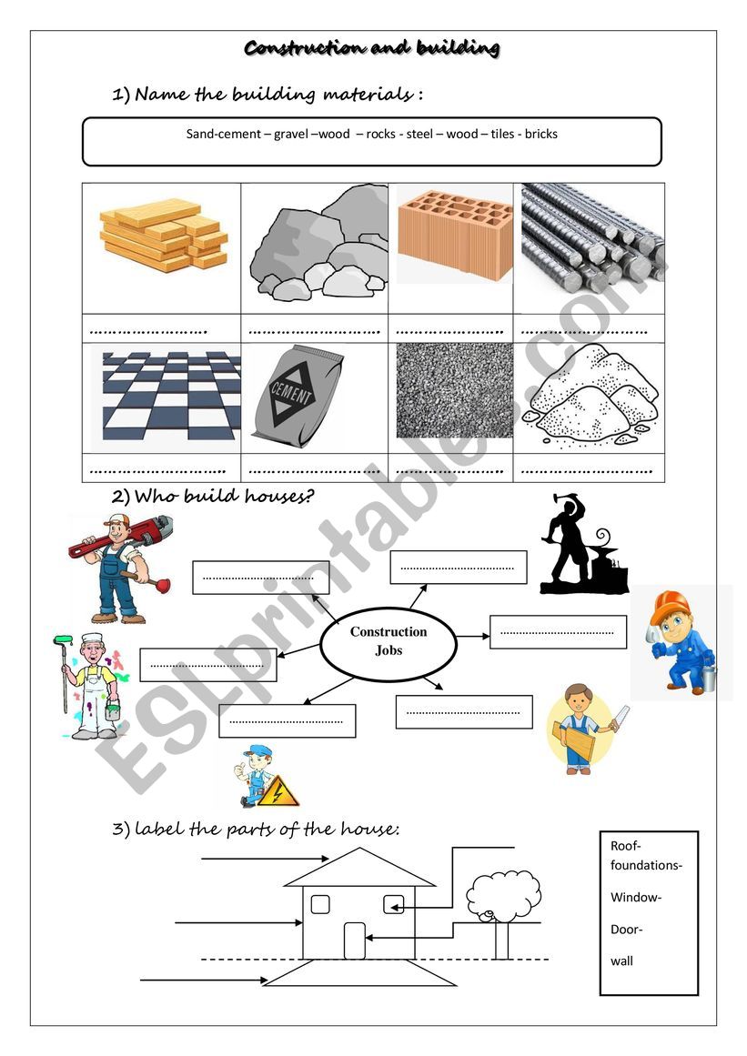 Construction And Building ESL Worksheet By Hanene Boumessouer