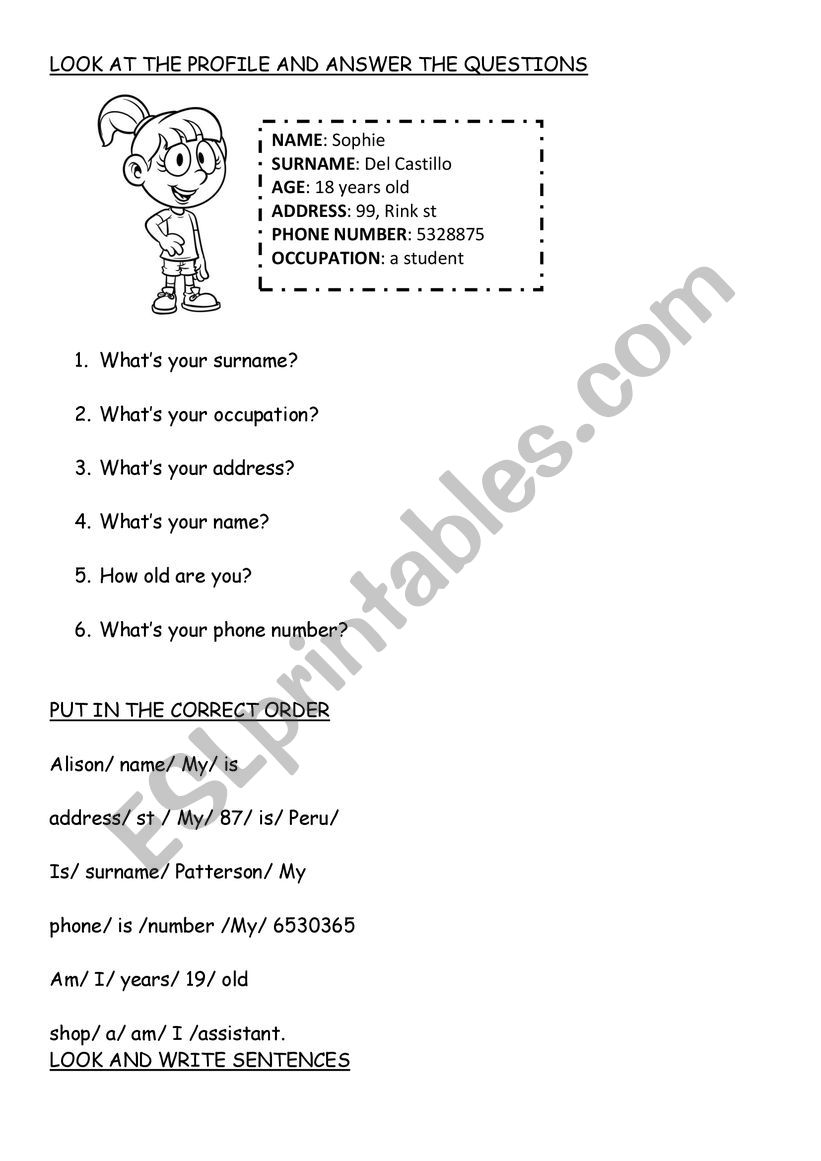 INTRODUCING MYSELF worksheet