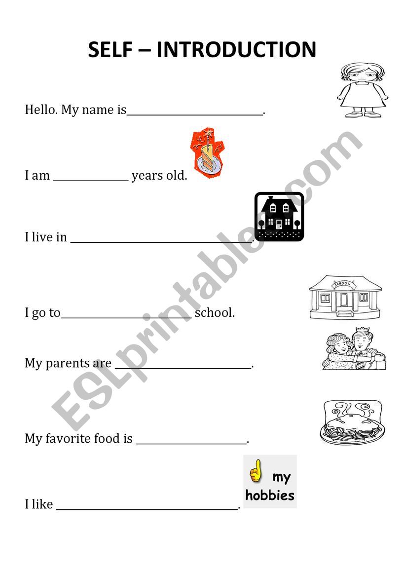 introducting oneself worksheet