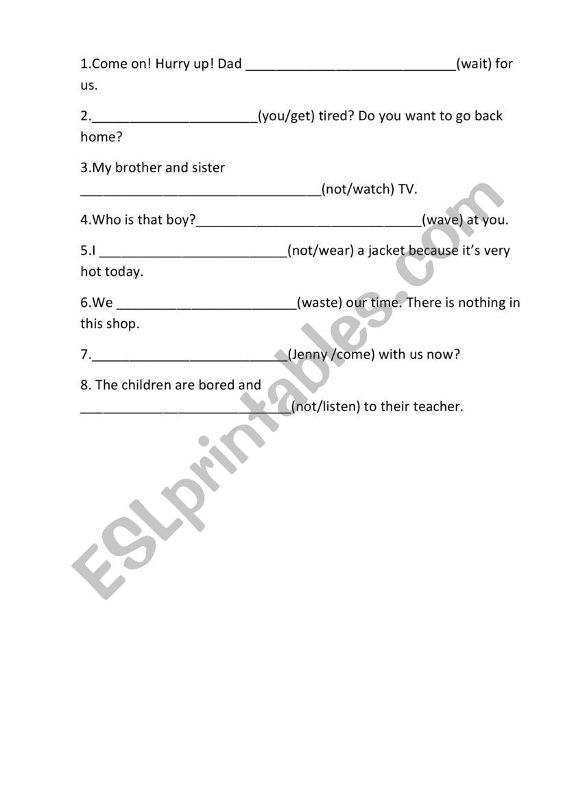 Present continuous worksheet
