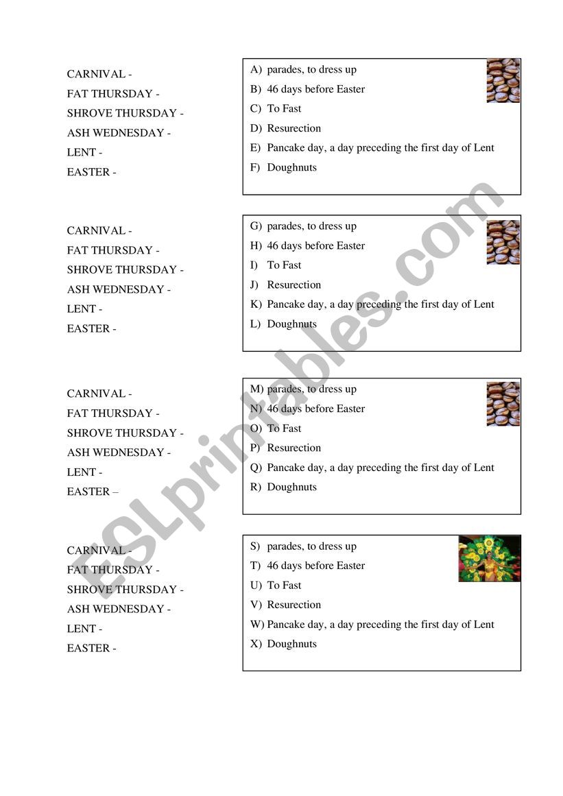 Carnival worksheet