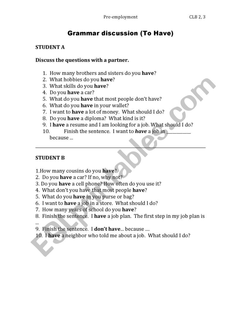 TO HAVE_Pre-employment Discussion Handout