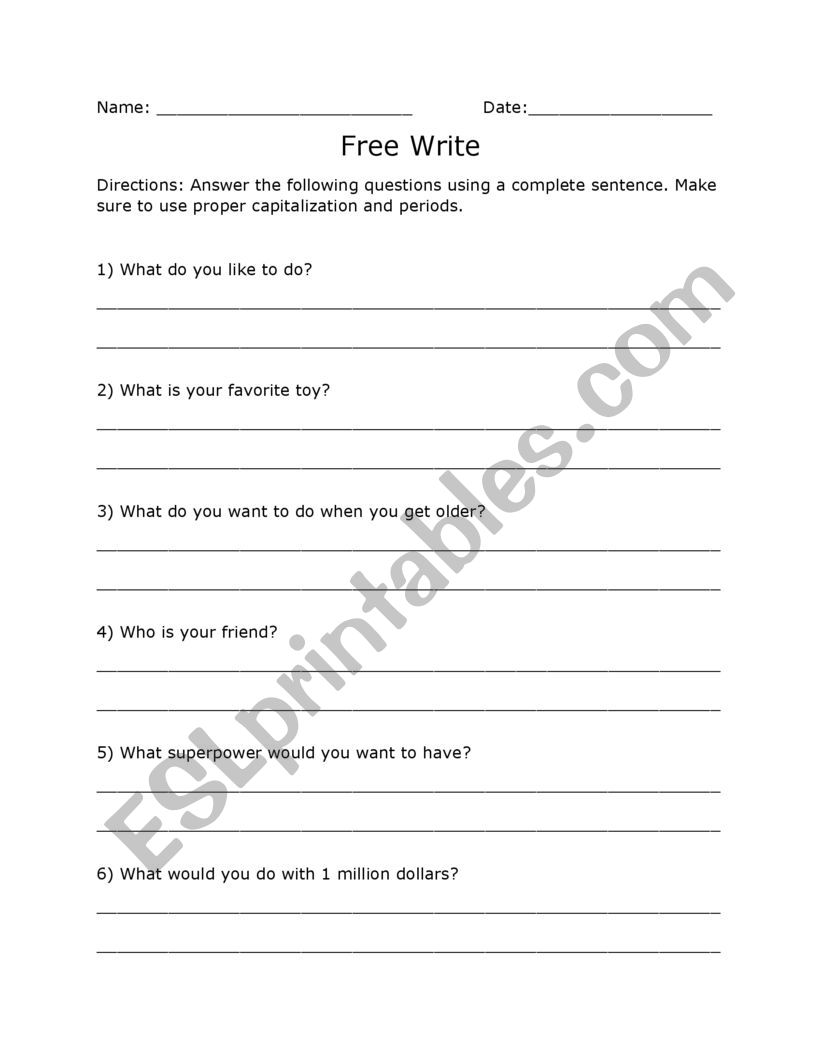 Sentence Practice worksheet