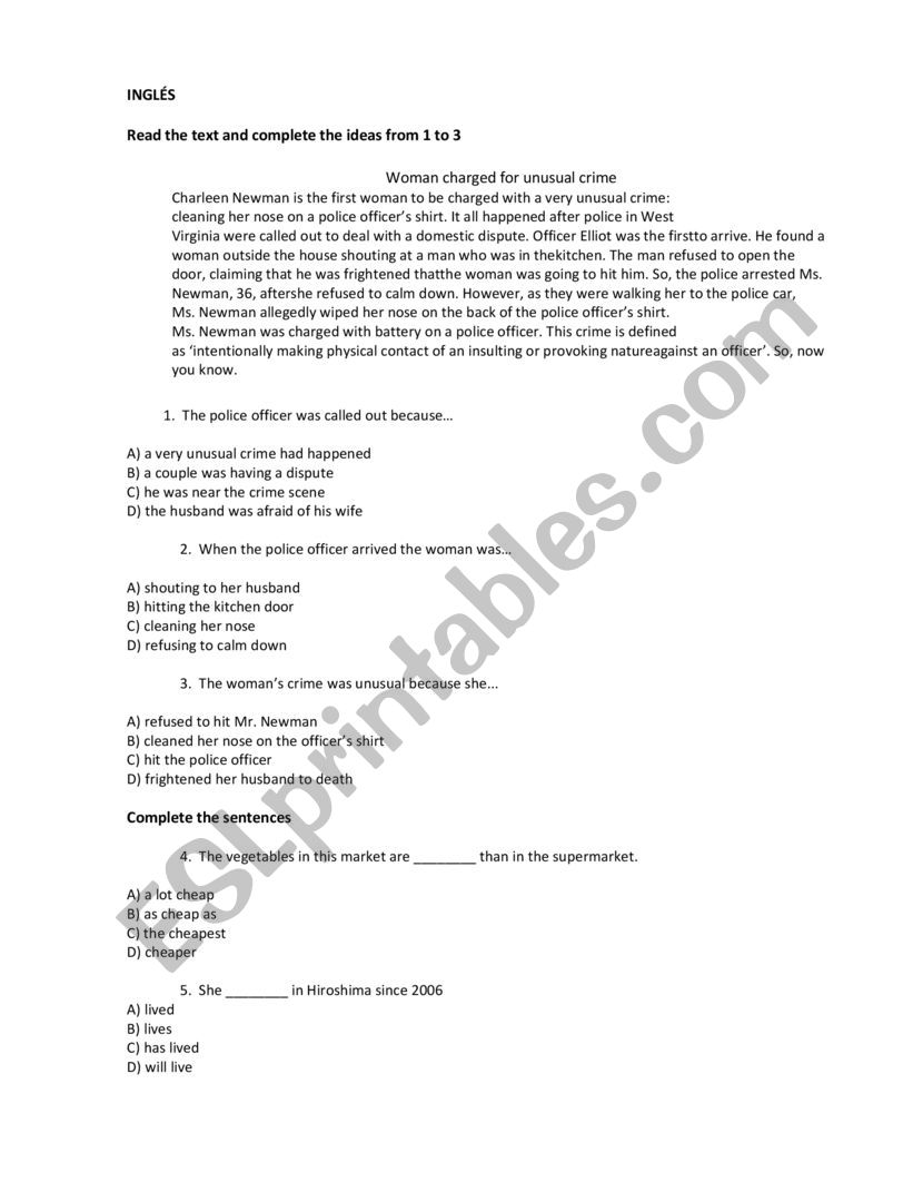 Exanii exercises worksheet