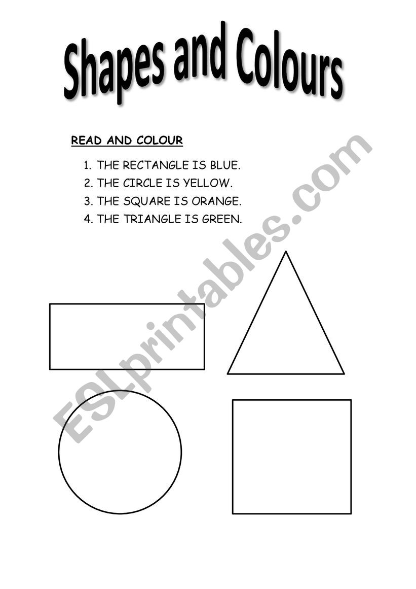 SHAPES AND COLOURS worksheet