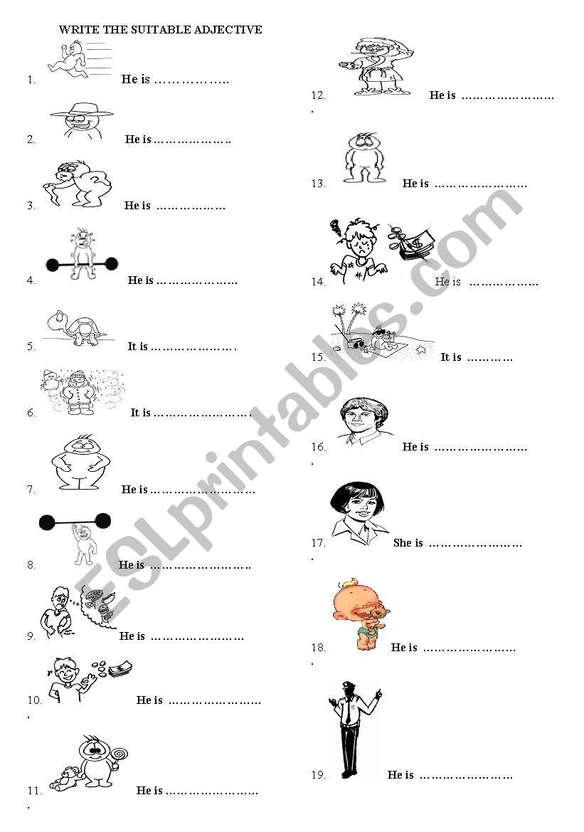 Adjectives worksheet