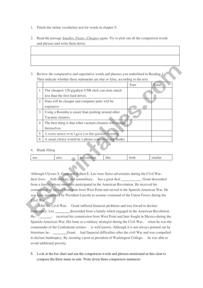 Comparison worksheet