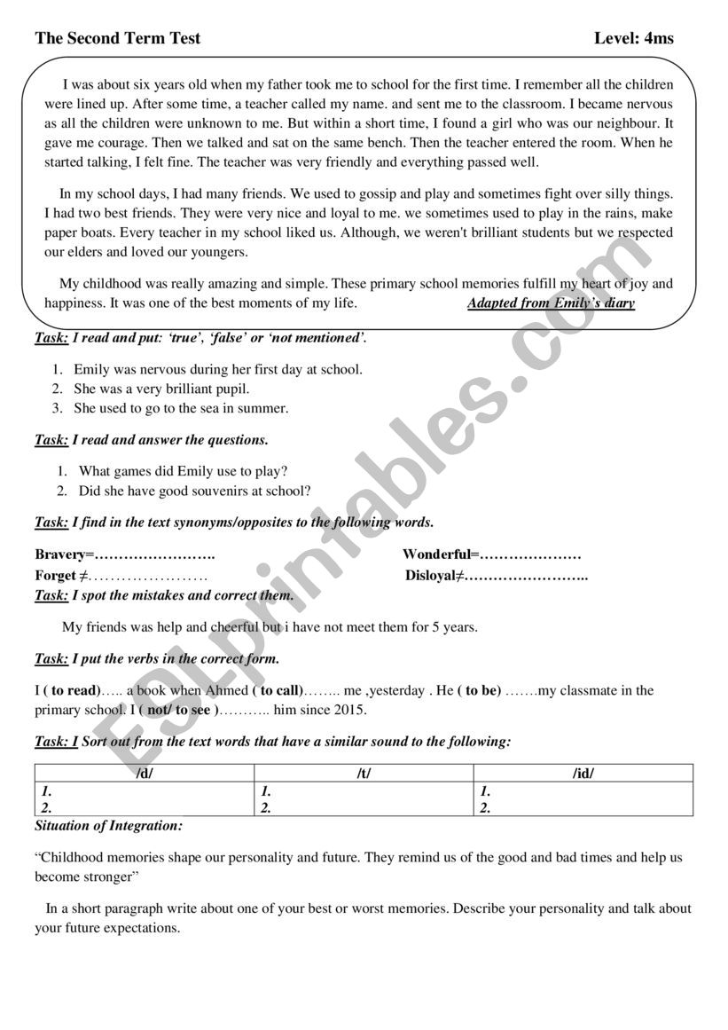 exam - ESL worksheet by loda lolo