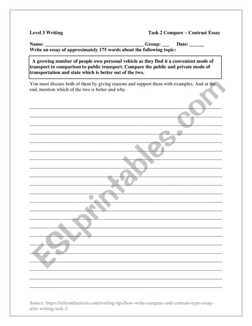 compare and contrast activity worksheet