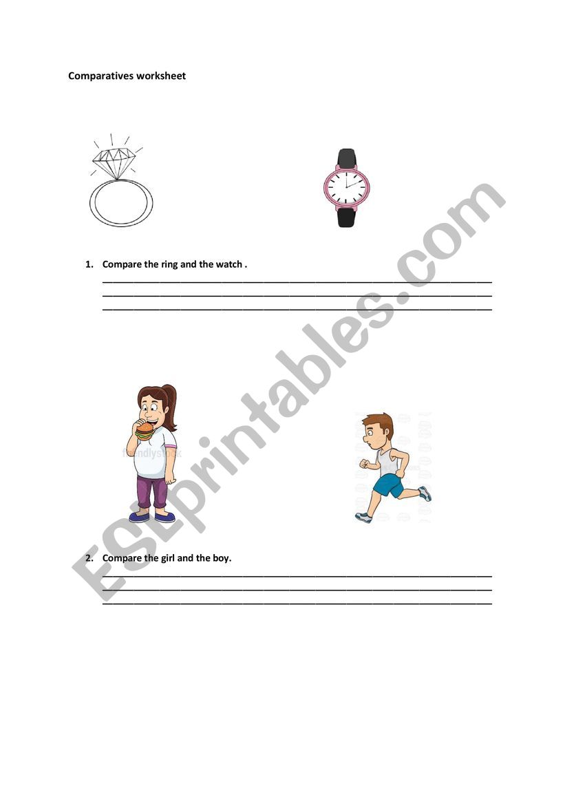 Comparatives worksheet   worksheet