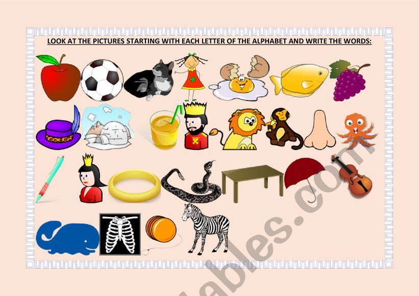 Alphabet Picture Match worksheet