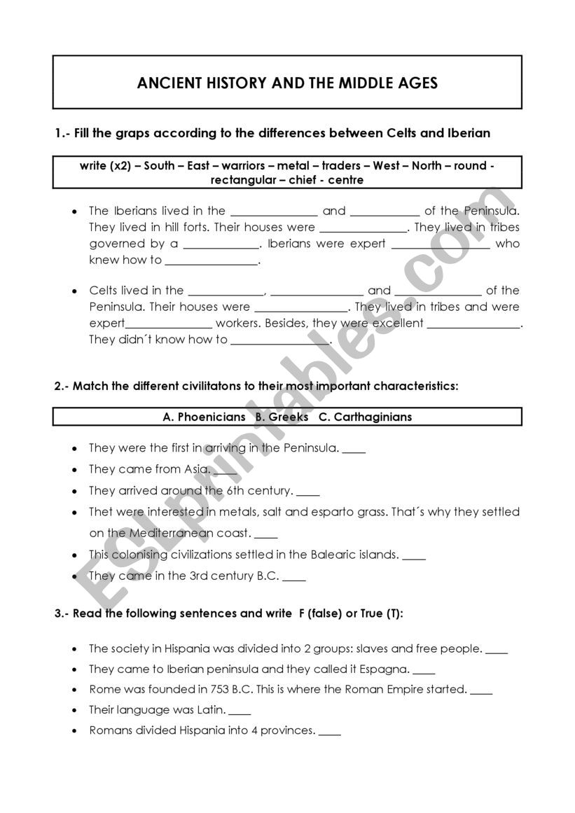 WORKSHEET - SOCIAL SCIENCE- ANCIENT TIMES