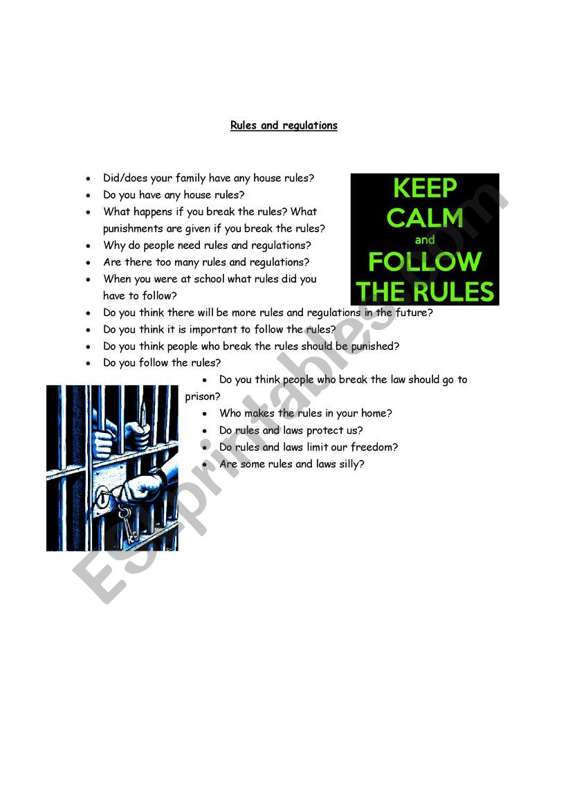 rules-and-regulations-esl-worksheet-by-carly2088