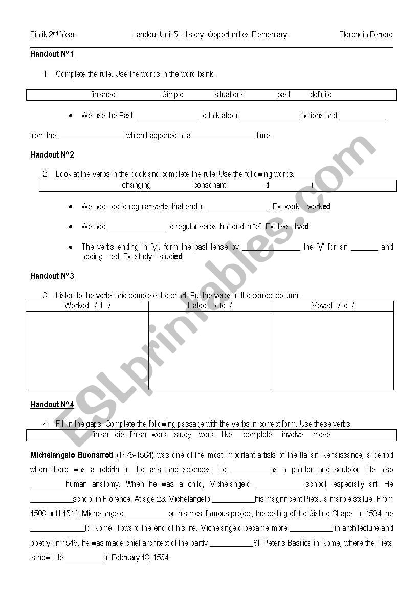 Past simple worksheet