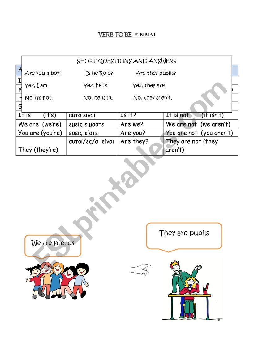 Verb to Be -Conjugation worksheet