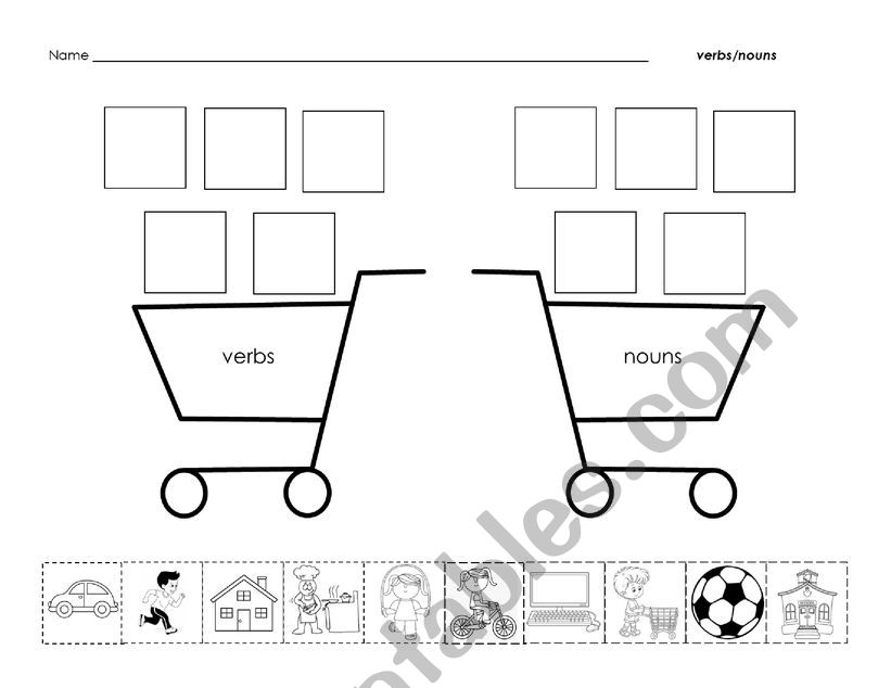 verbs and nouns sort worksheet