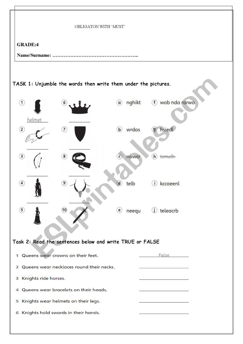 must worksheet