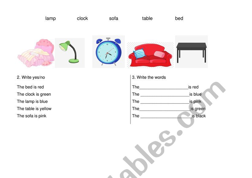 Furniture worksheet