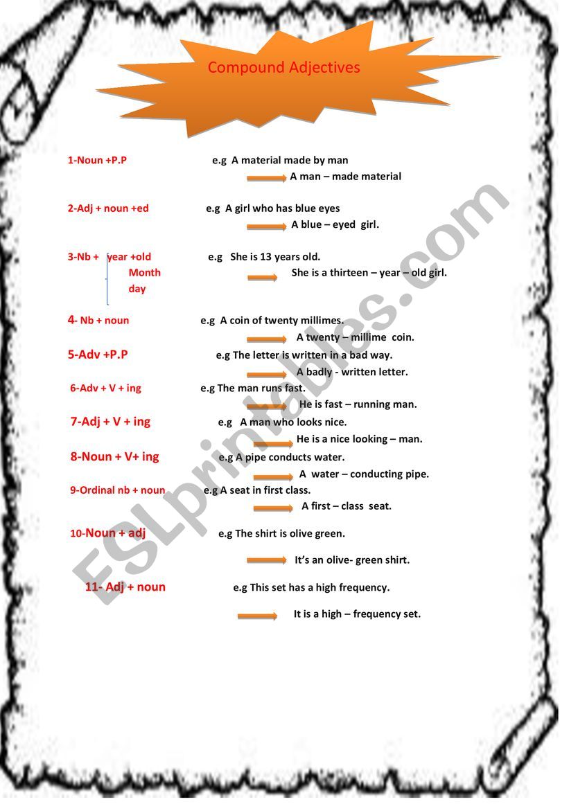 compound adjectives worksheet