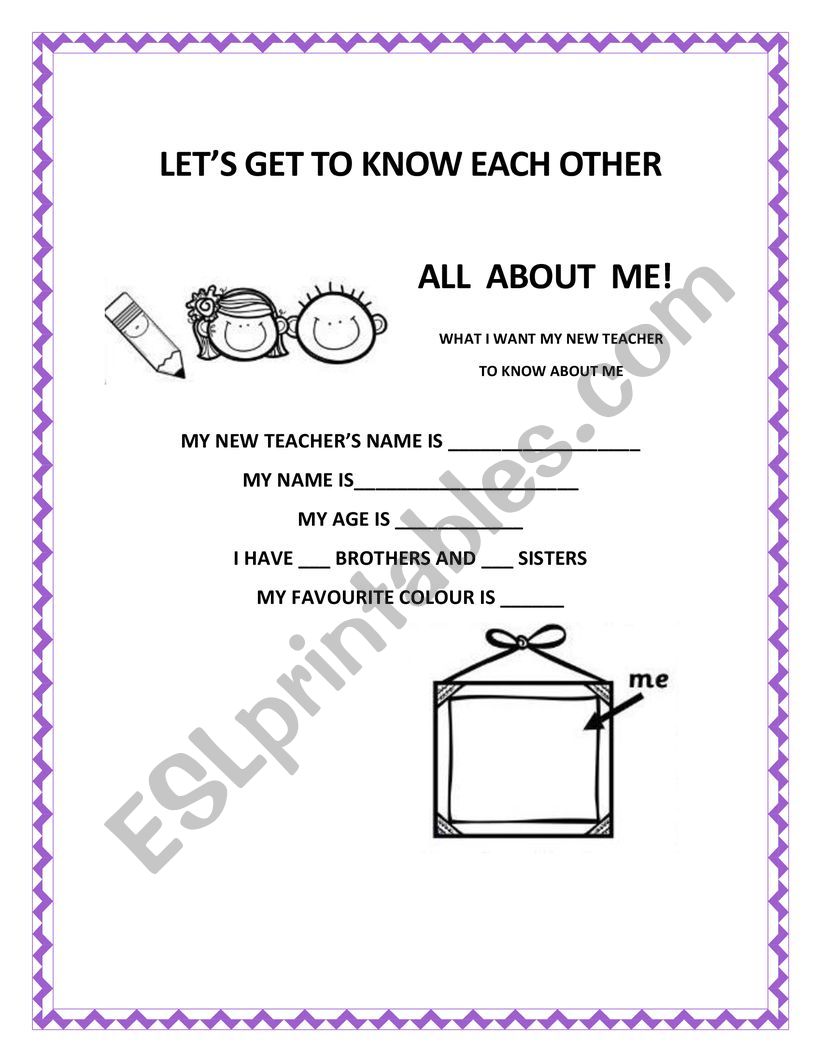 ALL about me worksheet