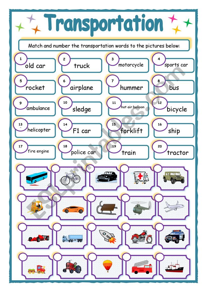 Transportation worksheet