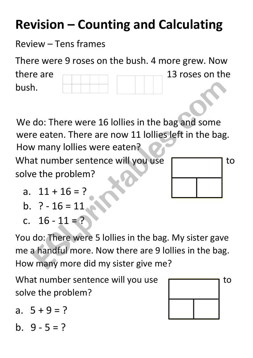 Counting and Calculating worksheet