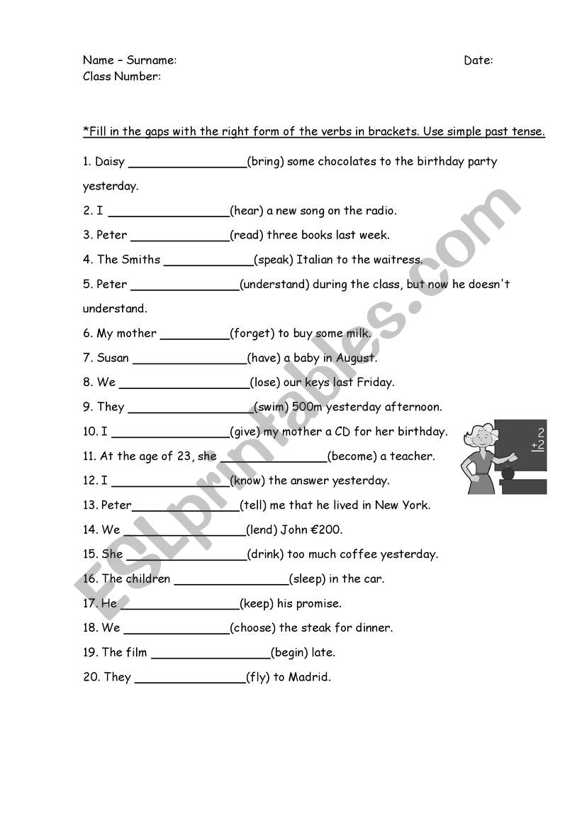 Simple Past Tense ESL Worksheet By Sibelulku