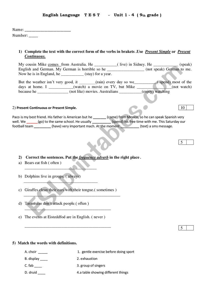 Test worksheet