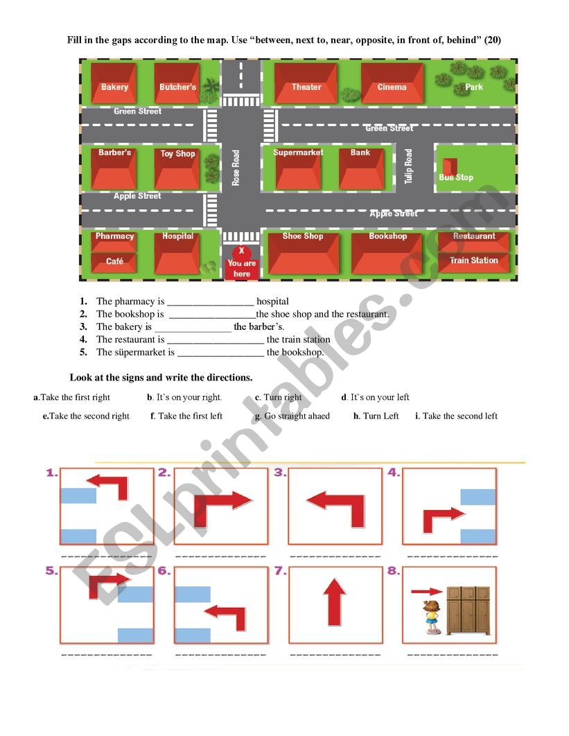 asking directions worksheet