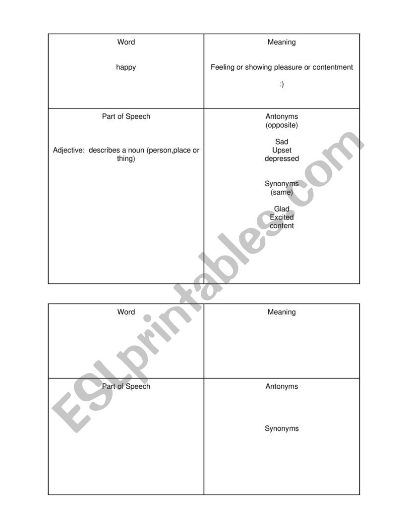 Outsiders Vocabulary Squares worksheet