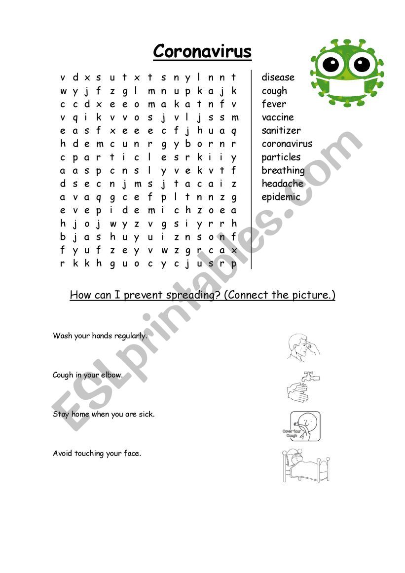 Coronavirus Word Search ESL Worksheet By Adlez