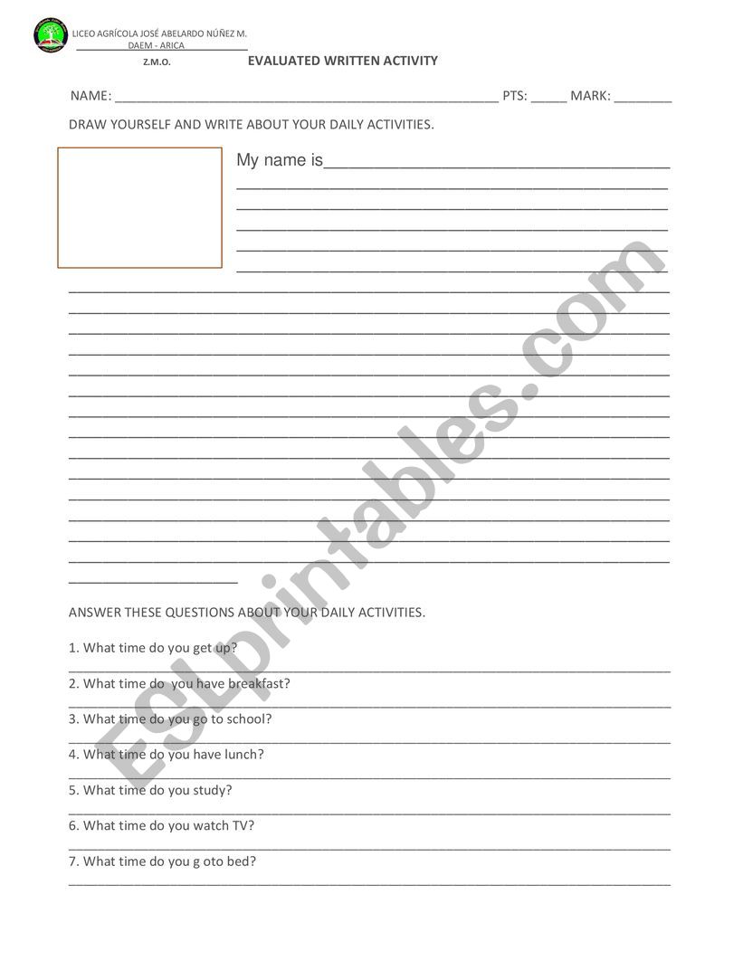 DAILY ACTIVITIES - ESL worksheet by goofycito