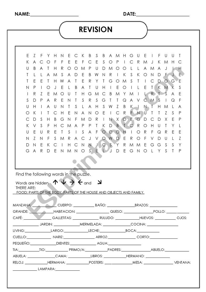 REVISION worksheet