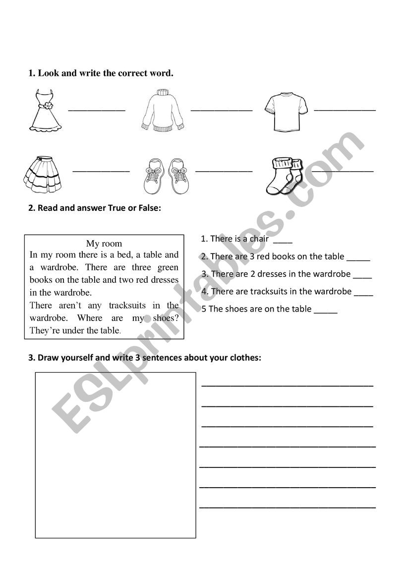 CLOTHES AND PREPOSITIONS worksheet
