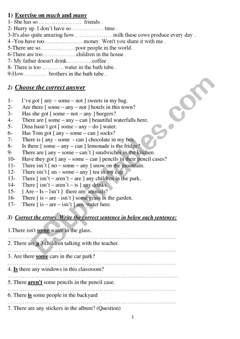 Quantifiers worksheet