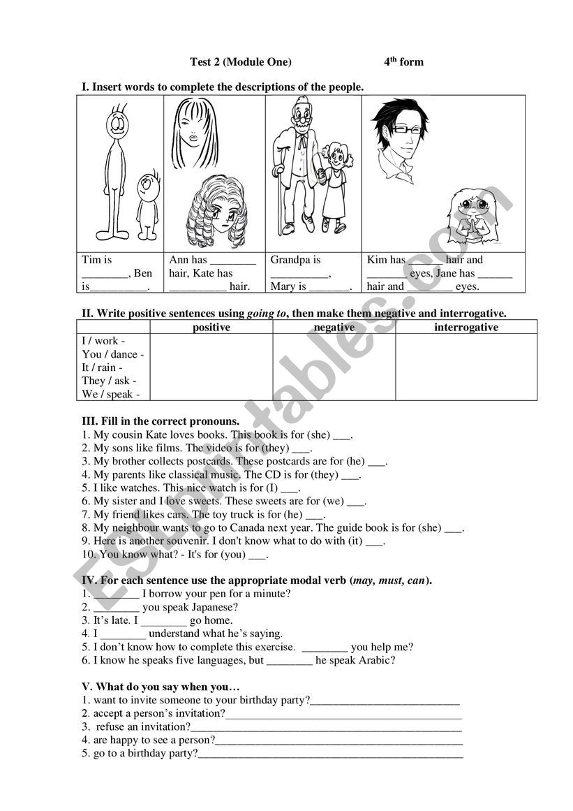 Elementary/ pre-intermediate test