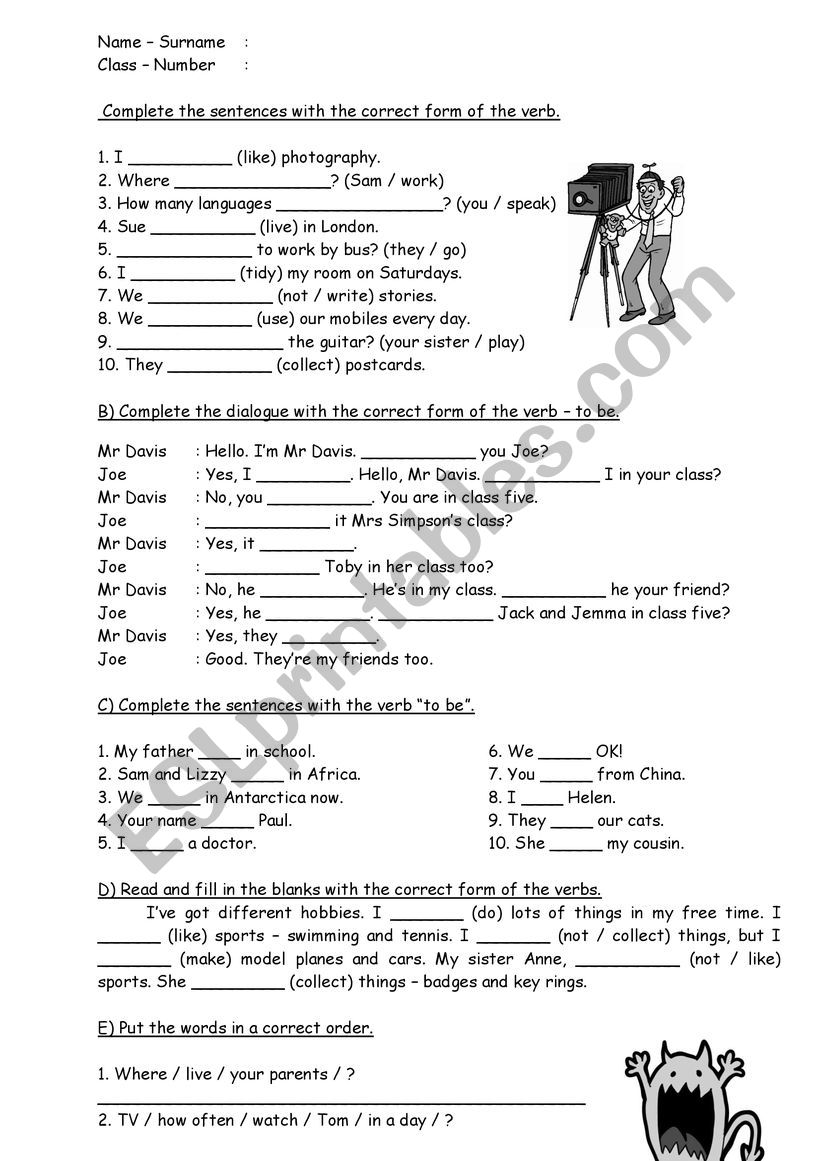 Simple Present Tense Verb To Be Exercises ESL Worksheet By Sibelulku