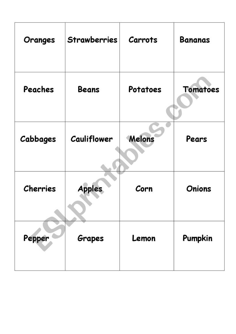 fruits and vegetables memory game