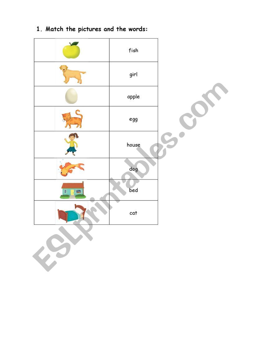 Read and match worksheet