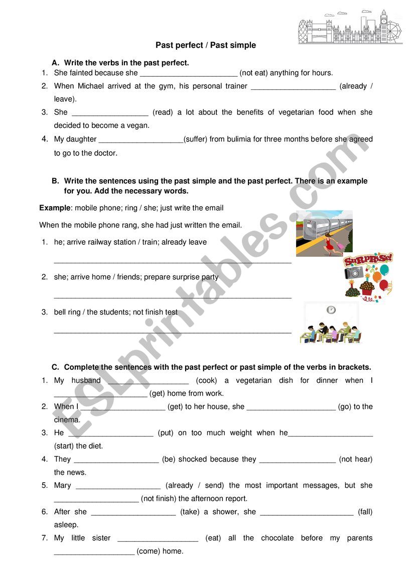 Past perfect and past simple worksheet