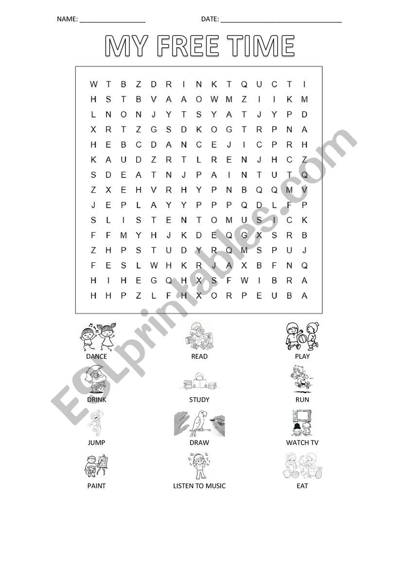 Free Time Activities_WordSearch