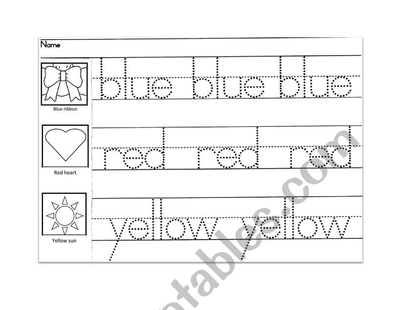 Colors tracing worksheet worksheet