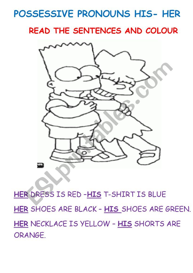 HIS-HER POSSESSIVE PRONOUNS worksheet