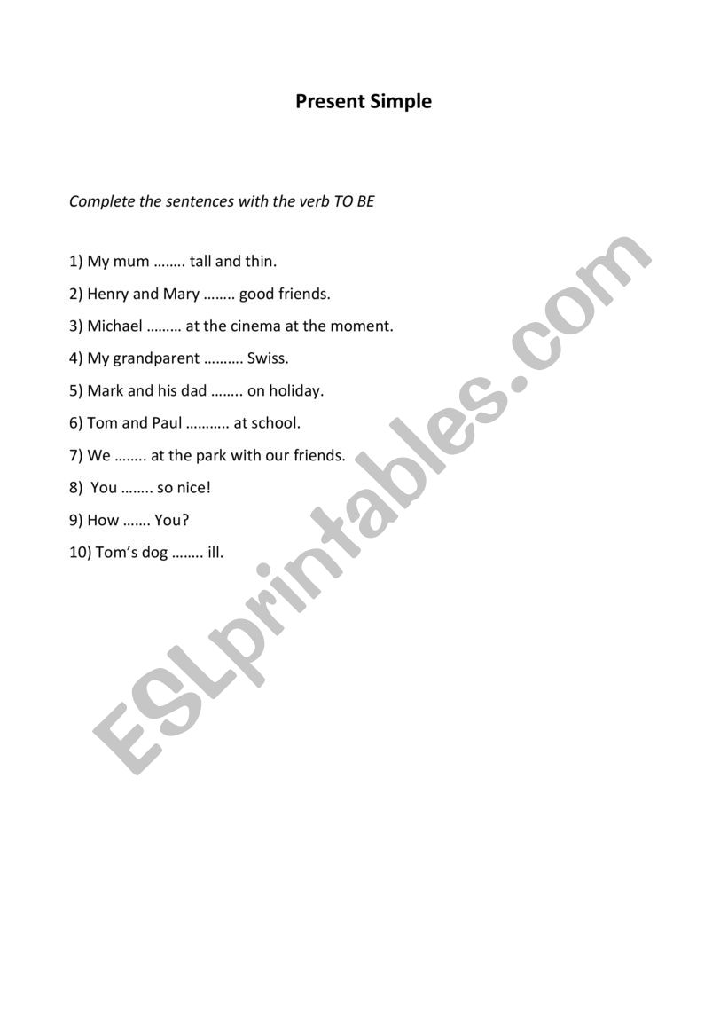 Present Simple - ESL worksheet by Shamira