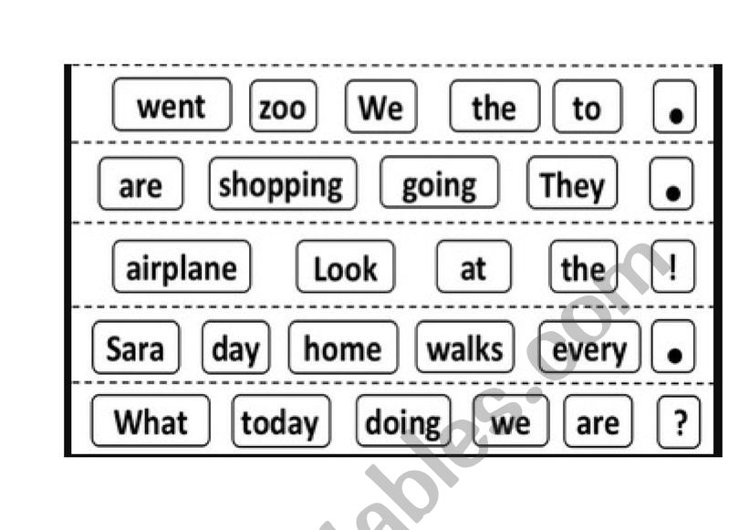 unscramble sentences worksheet